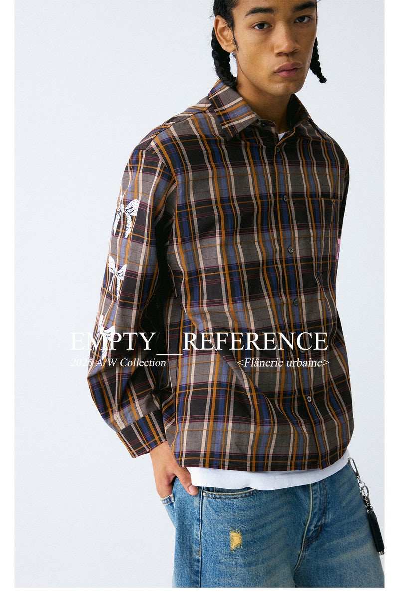 Plaid Bow Print Shirt - Empty Reference