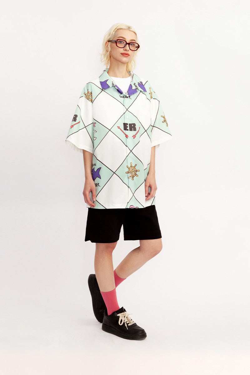 Shark Plaid Graphic Shirt - Empty Reference