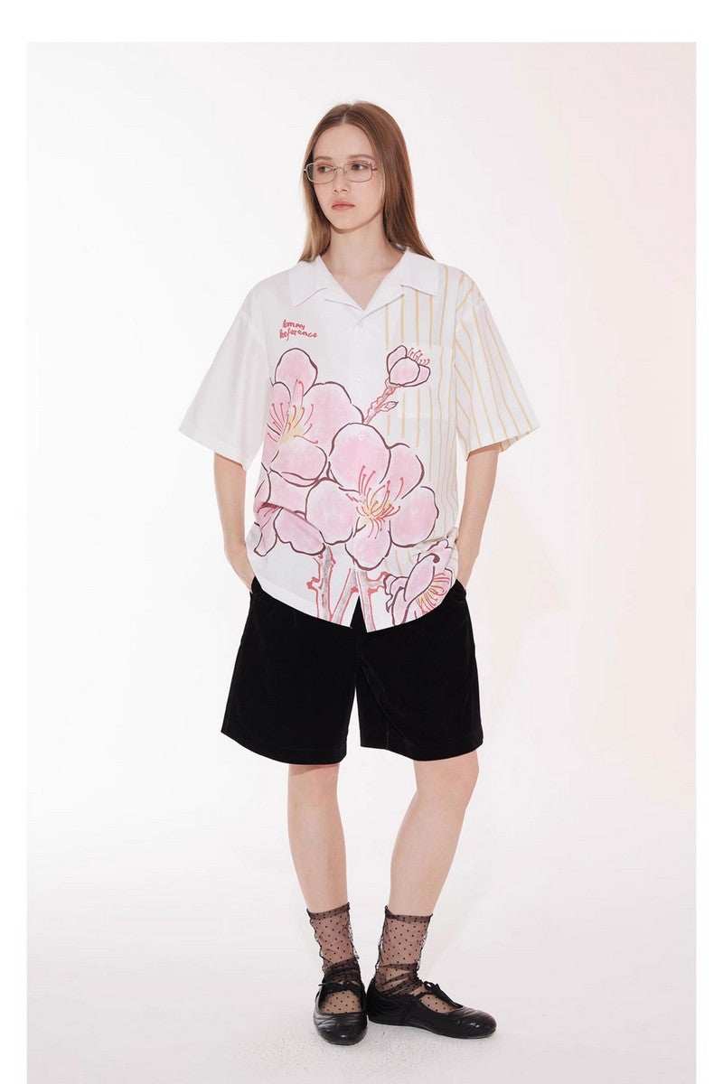 Striped Floral Casual Shirt - Empty Reference