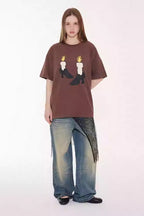 Brown Soft Graphic Lounge Tee