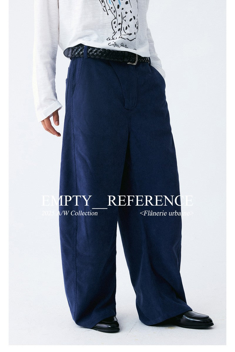 Navy Corduroy Wide Blade Trousers