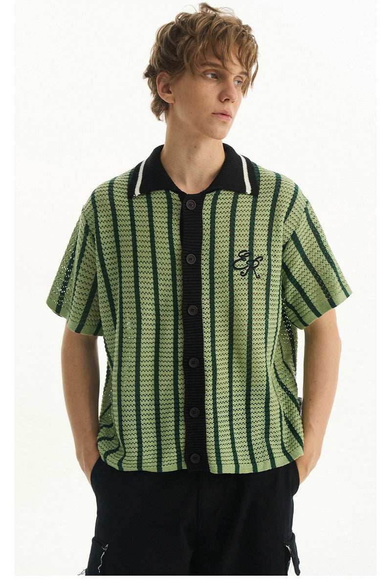 Striped Mesh Knit Vacation Shirt - Empty Reference