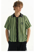 Striped Mesh Knit Vacation Shirt