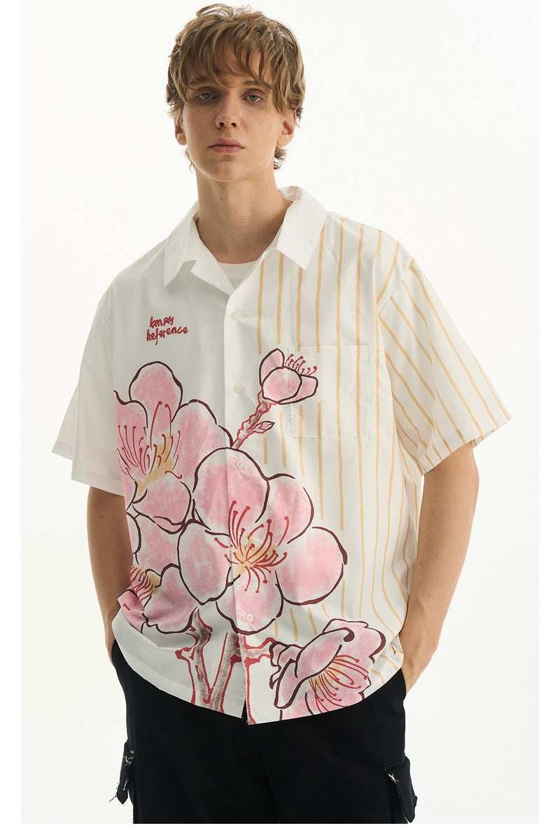 Striped Floral Casual Shirt - Empty Reference