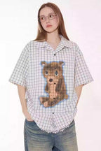 Sad Bear Plaid Spray Shirt - Empty Reference
