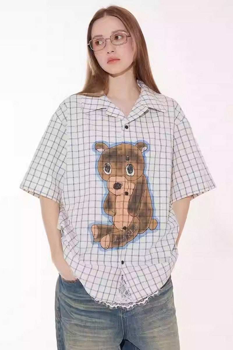 Sad Bear Plaid Spray Shirt - Empty Reference