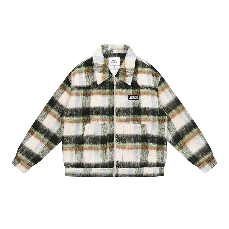 Fleece Plaid Collar Jacket