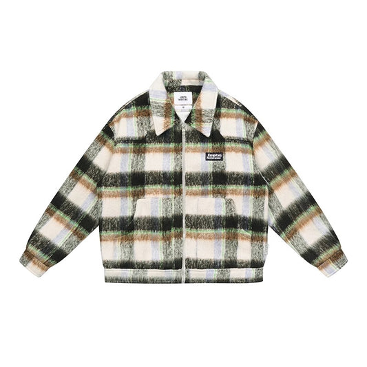 Fleece Plaid Collar Jacket