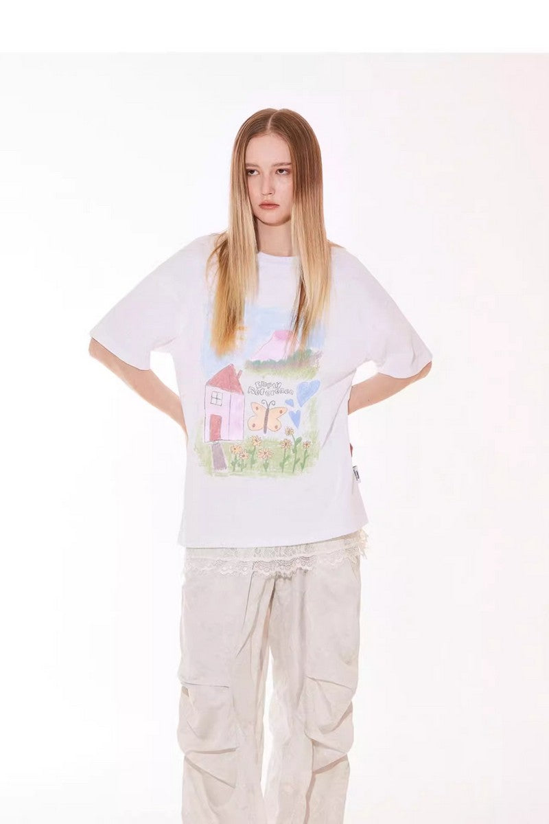 Whimsical Sketch Cotton Tee