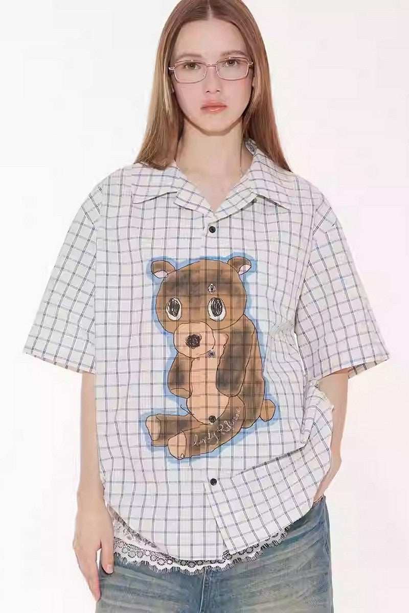 Sad Bear Plaid Spray Shirt - Empty Reference