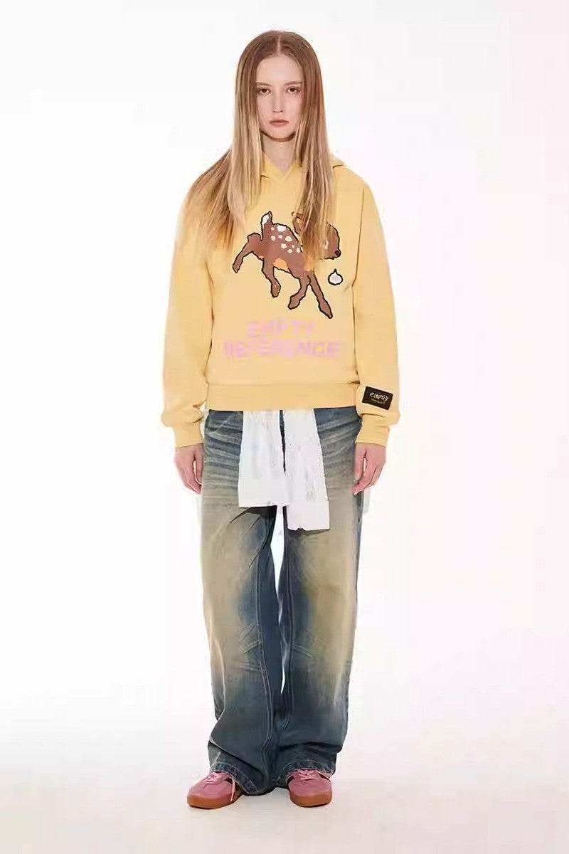Deer Letter Graphic Hoodie - Empty Reference