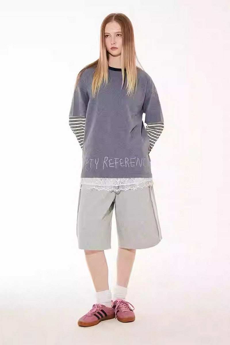 Grey Knit Drawstring Shorts - Empty Reference