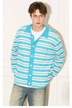 Blue White Stripe Knit Shirt - Empty Reference