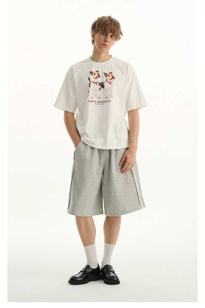 Grey Knit Drawstring Shorts - Empty Reference