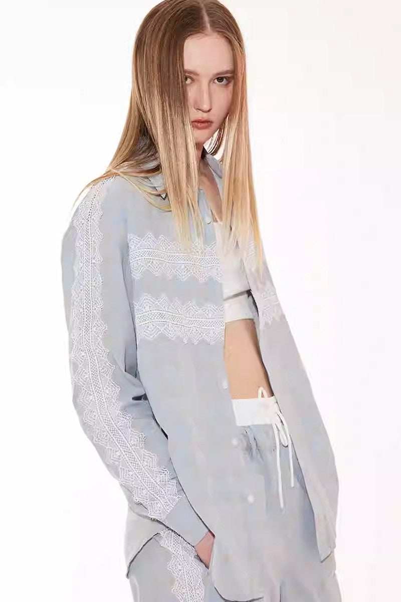 Lace Trim Plaid Shirt - Empty Reference