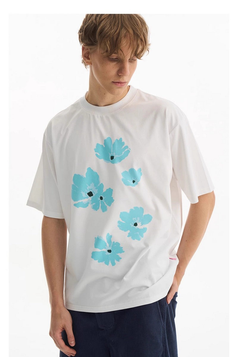 Blue Floral Graphic Tee