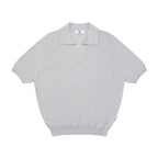 The Textured Stitch Polo - Silk-Wool Blend Knit with Ribbed Trim
