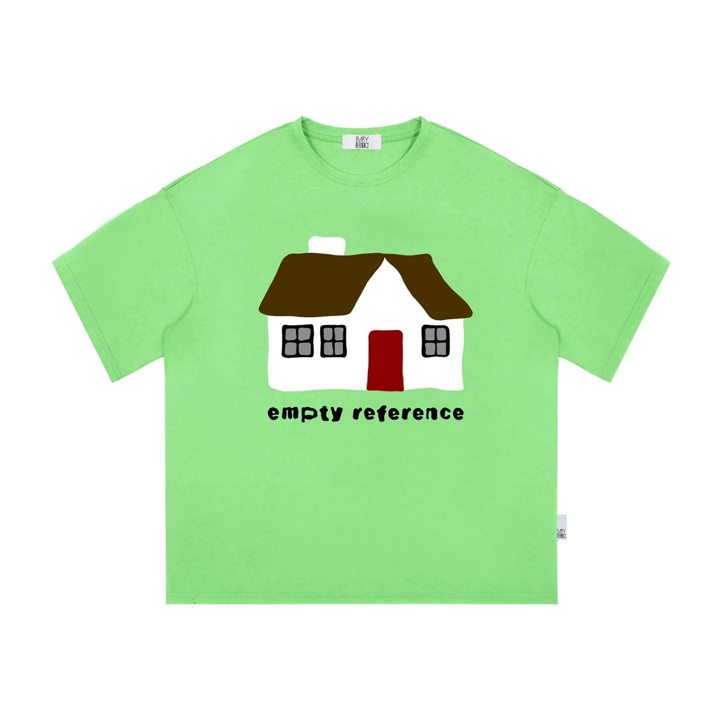 The Little House Tee - Mint Green Snow Fabric with Hand-Drawn Cottage Print