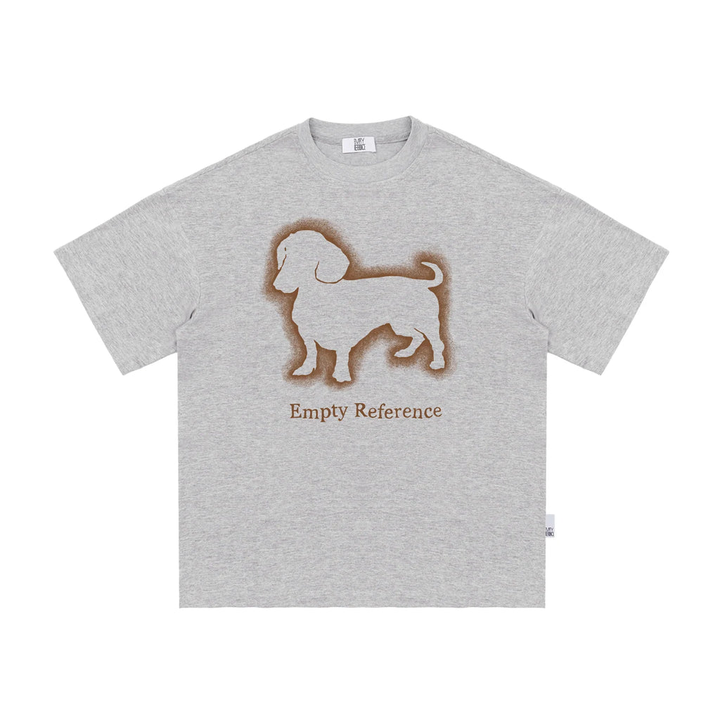 The Bleeding Dachshund Tee - Heather Grey Snow Fabric with Expressive Outline Print