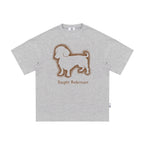 The Bleeding Dachshund Tee - Heather Grey Snow Fabric with Expressive Outline Print