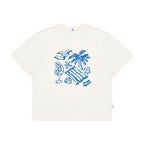 The Coastal Sketch Tee - Textured Slub Cotton with Hand-Drawn Beach Scene
