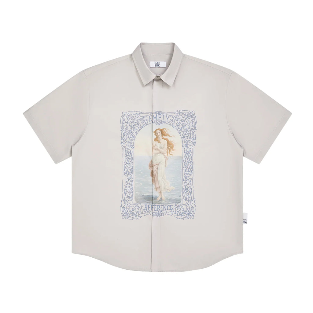The Framed Goddess Shirt - Full-Print Oil Painting with Concealed Placket