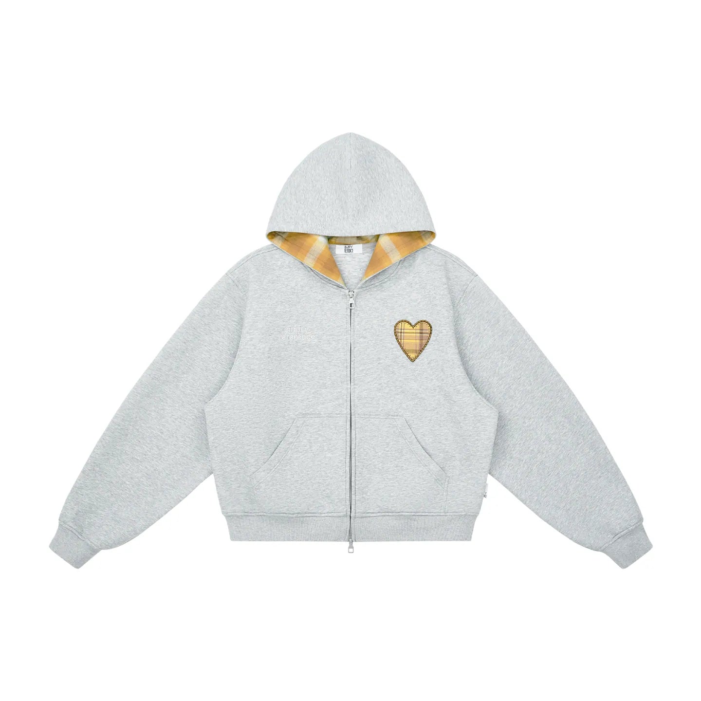 Plaid Embroidered Zip Hoodie