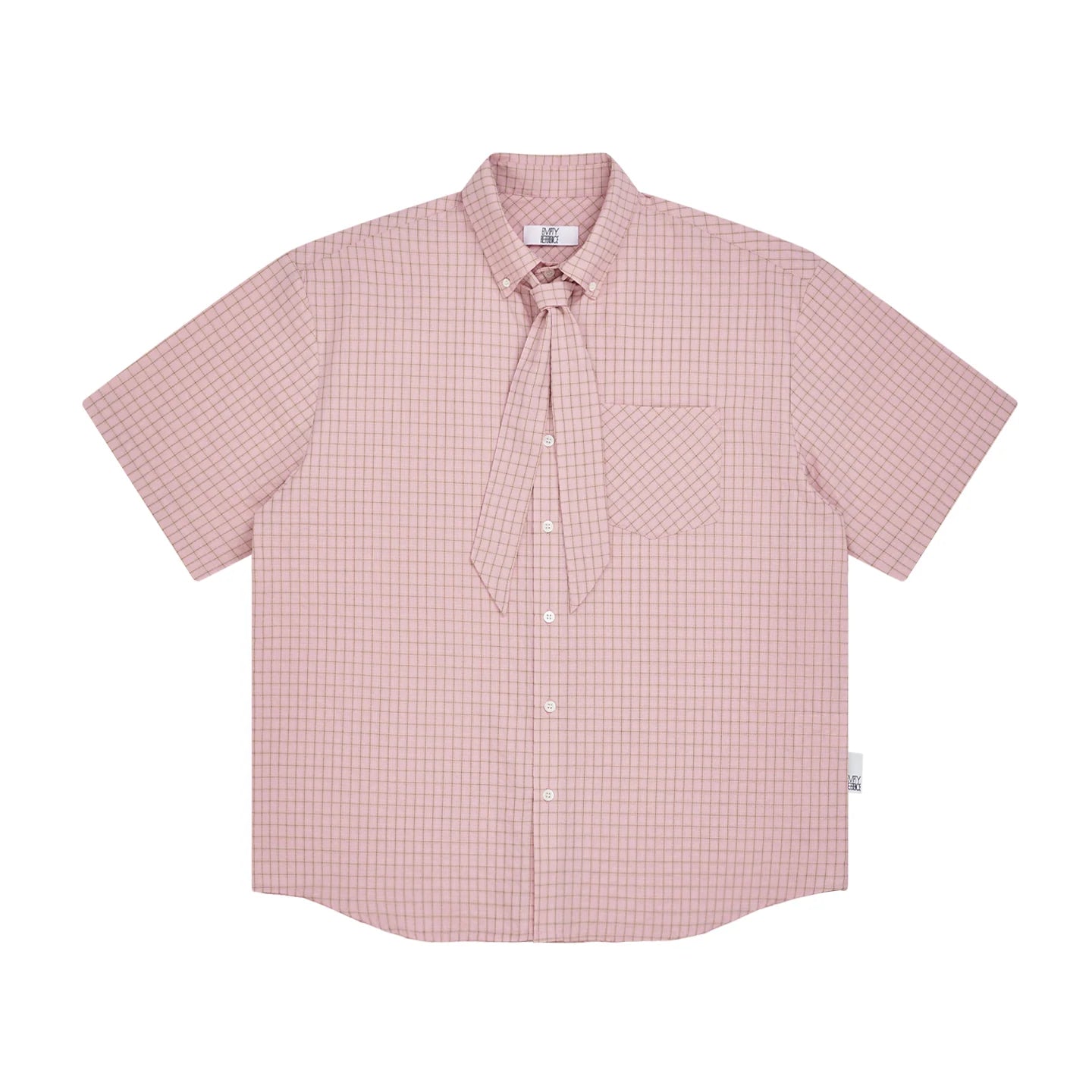 The Gingham Scarf Shirt - Pink & Brown Check with Matching Detachable Scarf