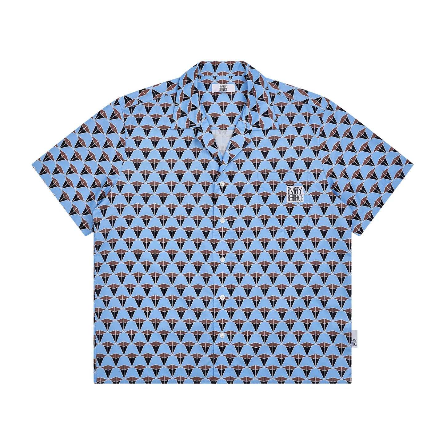 The Tessellated Diamond Shirt - Full-Print Geometric in Dusty Blue, Brown & Black