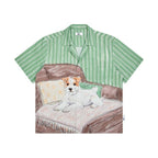 Cozy Room Watercolor Print Cuban Collar Shirt