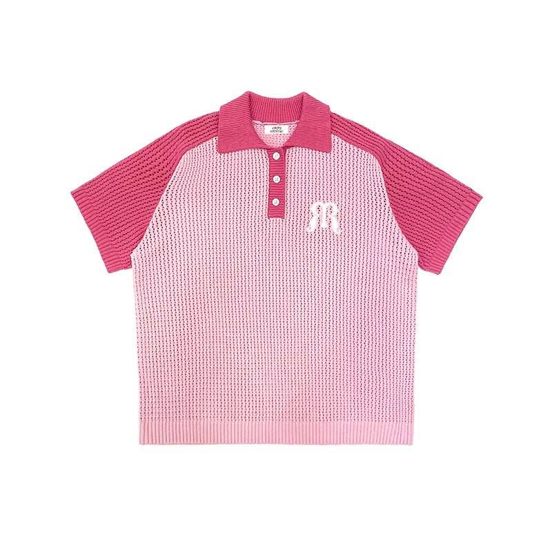 Pink Raglan Knit Polo Shirt - Empty Reference