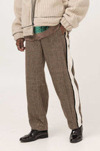 Brown Plaid Velvet Trousers - Empty Reference