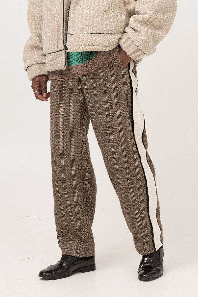 Brown Plaid Velvet Trousers - Empty Reference