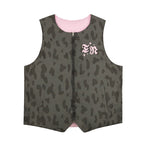 Reversible Leopard Embroidered Puffer Vest