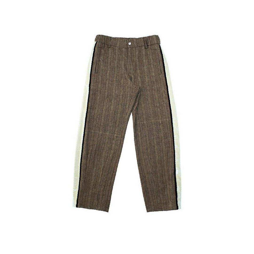 Brown Plaid Velvet Trousers - Empty Reference