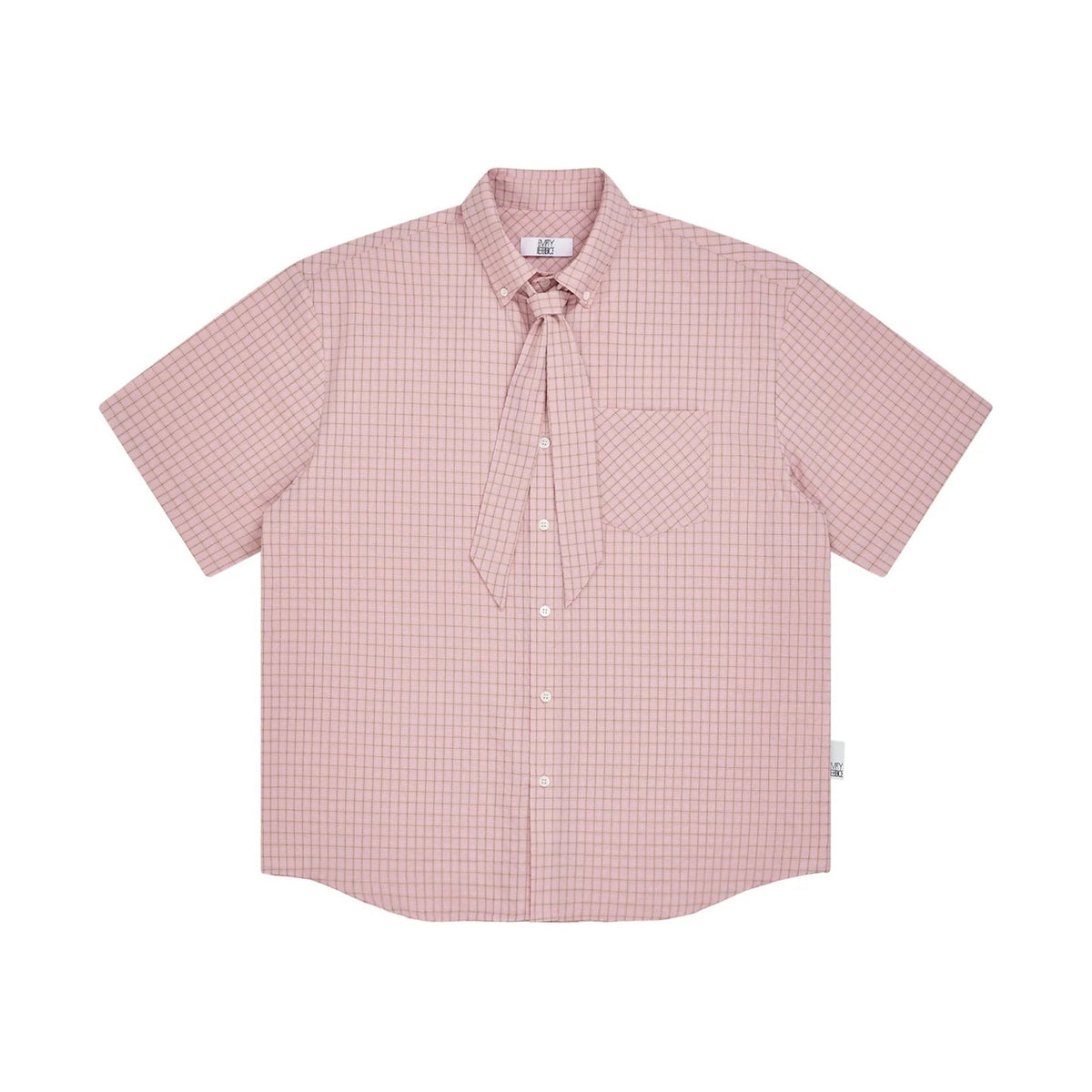 Dusty Pink Check Shirt with Detachable Scarf