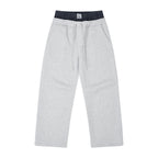 The Double Waist Sweatpant - Heather Grey Knit with Blue Gingham Panel & Woven Label