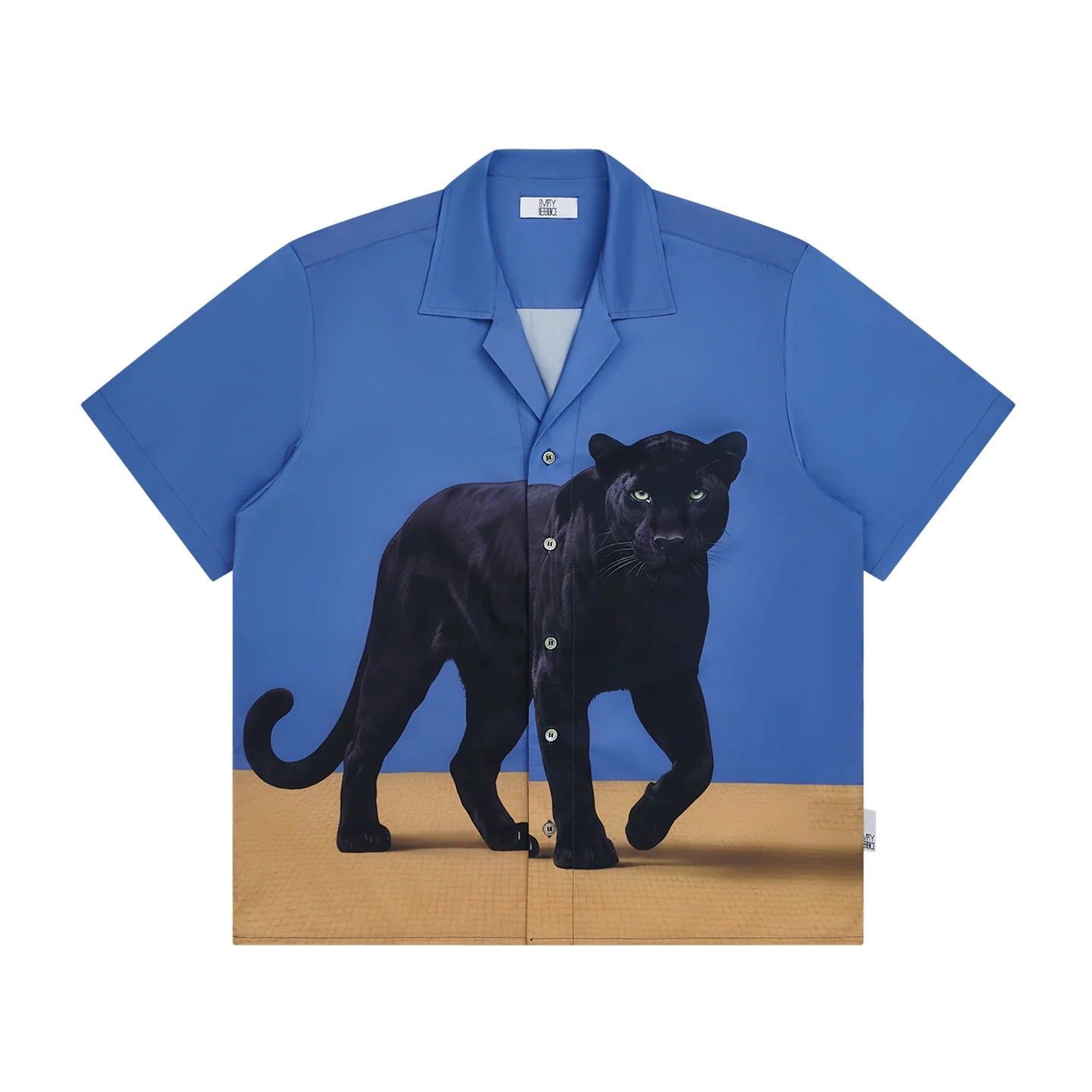 The Midnight Stride Shirt - Full-Print Sapphire Blue with Black Panther & Golden Earth