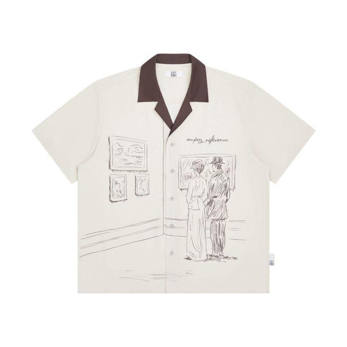 Gallery Scene Print Cuban Collar Shirt
