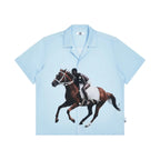 Galloping Rider Print Cuban Collar Shirt