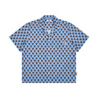 Geometric Diamond Print Cuban Collar Shirt
