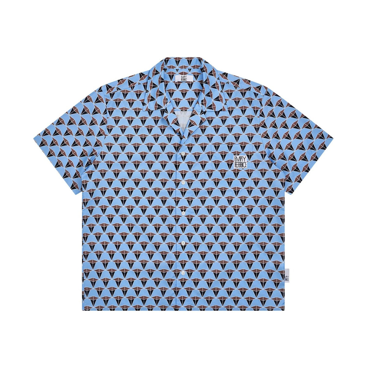 Geometric Diamond Print Cuban Collar Shirt