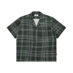 Hand-Drawn Grid Print Cuban Collar Shirt
