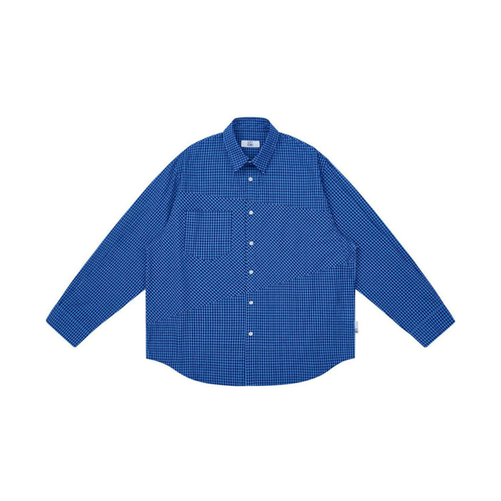 Oblique Panel Check Long Sleeve Shirt