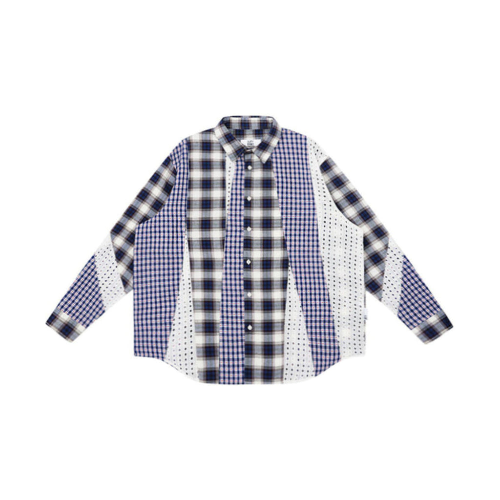 Patchwork Check & Lace Long Sleeve Shirt