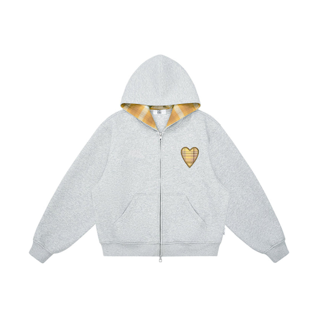 Plaid-Lined Zip Hoodie