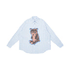 Sad Bear Plaid Long Sleeve Shirt