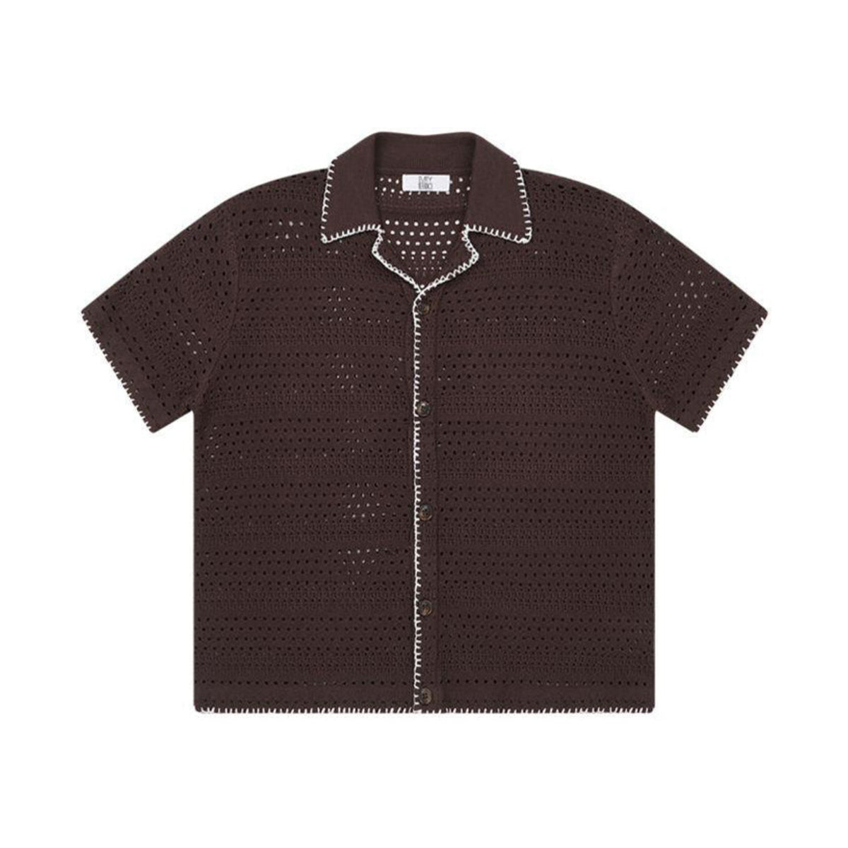 Textured Cuban Collar Shirt with Contrast Binding